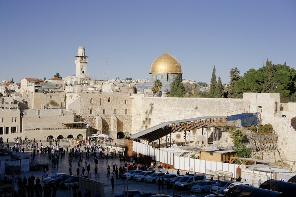 Majestic view of the Dome of the Rock and Western Wall in Jerusalem, Israel.